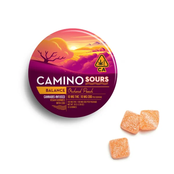 Orchard Peach 200mg Camino Sours Balance Gummies